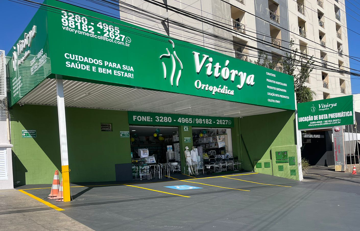 Fachada da loja Vitórya Ortopédica em Goiânia
